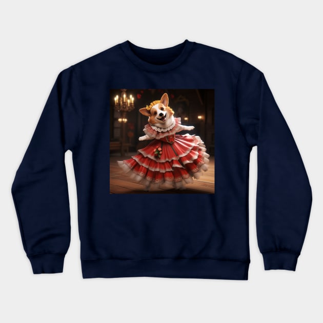 Flamenco Corgi Crewneck Sweatshirt by AtomicChonk